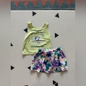 Disney|Minnie Mouse two piece matching set, Tank Top and Floral Skirt Set•••4T